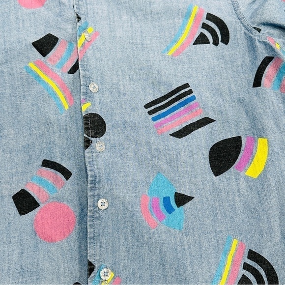 Target Pride #takepride Chambray Denim Retro Flag Print Button Down Shirt - Picture 2 of 4